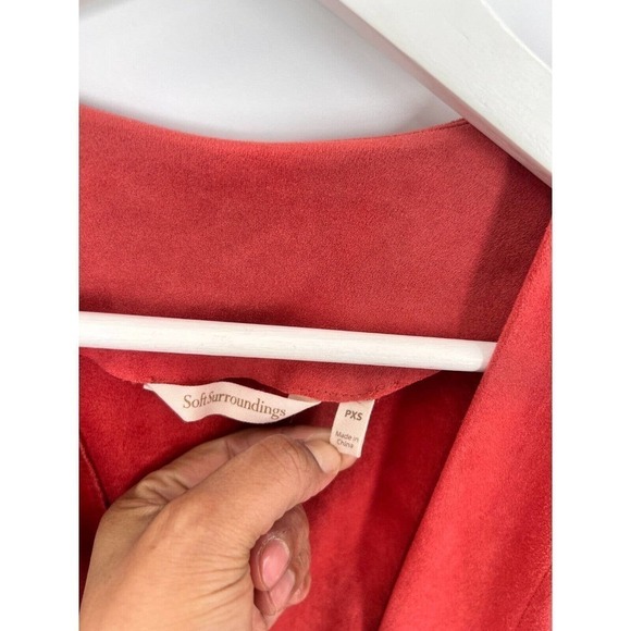 Soft Surroundings Cardigan Pink Faux Suede Look Vest Open Front PSX Petite - Picture 5 of 8